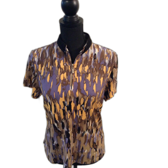 Jamie Sadock Abstract Pop Art Tank Top Golf Stretch Medium Partial Zip polo - Picture 1 of 6
